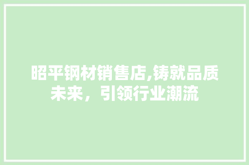 昭平钢材销售店,铸就品质未来，引领行业潮流