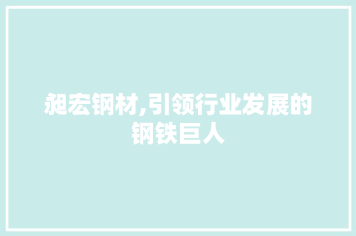昶宏钢材,引领行业发展的钢铁巨人