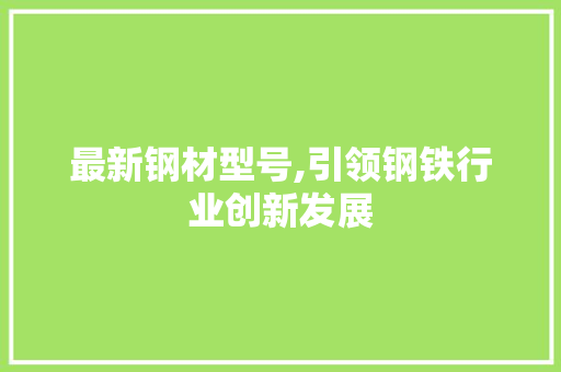 最新钢材型号,引领钢铁行业创新发展