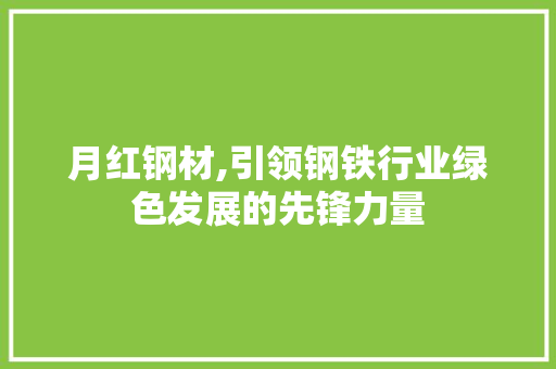 月红钢材,引领钢铁行业绿色发展的先锋力量