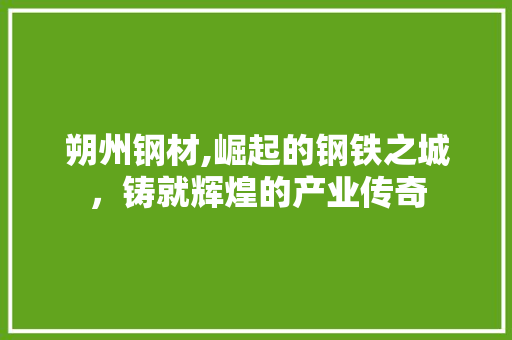 朔州钢材,崛起的钢铁之城，铸就辉煌的产业传奇
