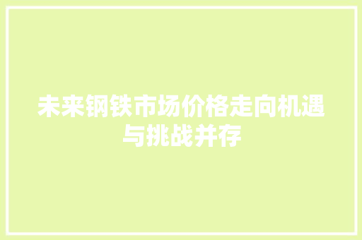 未来钢铁市场价格走向机遇与挑战并存