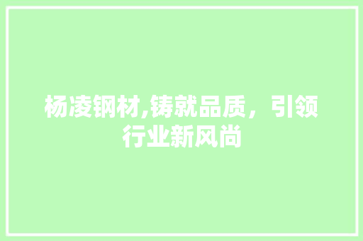杨凌钢材,铸就品质，引领行业新风尚