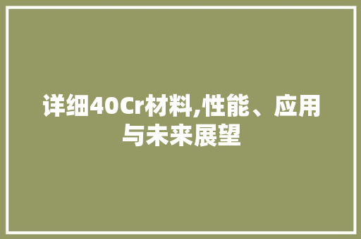 详细40Cr材料,性能、应用与未来展望