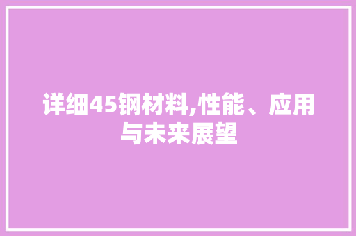 详细45钢材料,性能、应用与未来展望