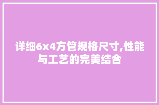 详细6x4方管规格尺寸,性能与工艺的完美结合