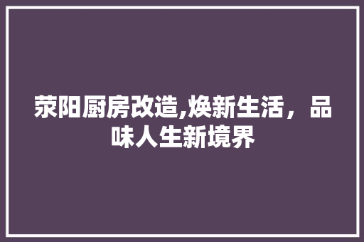 荥阳厨房改造,焕新生活，品味人生新境界