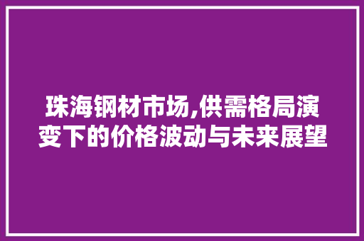 珠海钢材市场,供需格局演变下的价格波动与未来展望