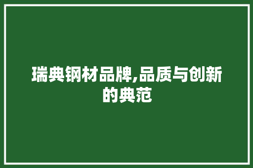 瑞典钢材品牌,品质与创新的典范