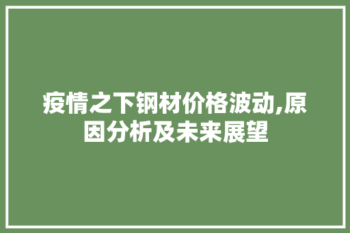 疫情之下钢材价格波动,原因分析及未来展望