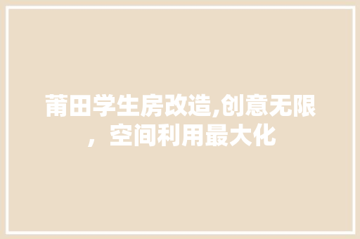 莆田学生房改造,创意无限，空间利用最大化