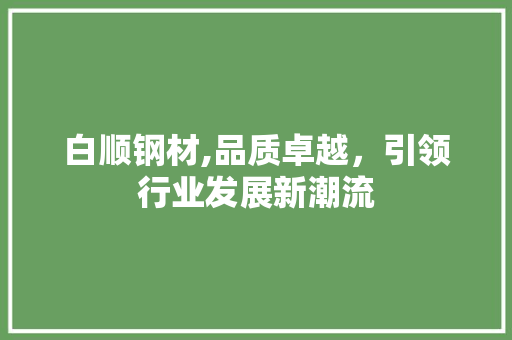 白顺钢材,品质卓越，引领行业发展新潮流