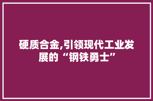 硬质合金,引领现代工业发展的“钢铁勇士”
