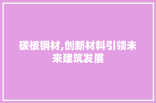 碳板钢材,创新材料引领未来建筑发展