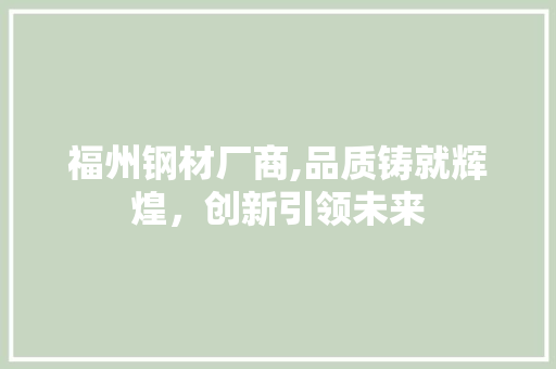 福州钢材厂商,品质铸就辉煌，创新引领未来
