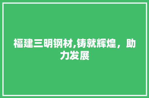 福建三明钢材,铸就辉煌，助力发展