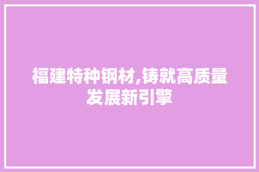 福建特种钢材,铸就高质量发展新引擎
