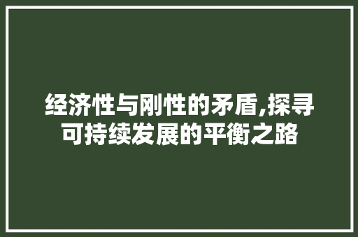 经济性与刚性的矛盾,探寻可持续发展的平衡之路