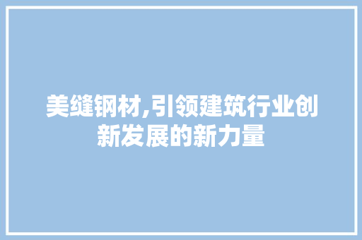 美缝钢材,引领建筑行业创新发展的新力量
