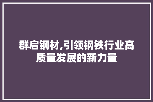 群启钢材,引领钢铁行业高质量发展的新力量
