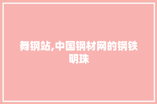 舞钢站,中国钢材网的钢铁明珠