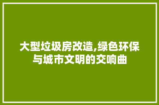大型垃圾房改造,绿色环保与城市文明的交响曲