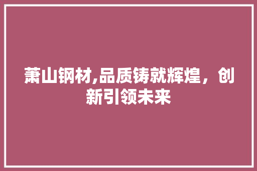 萧山钢材,品质铸就辉煌，创新引领未来