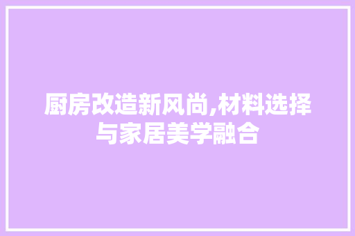 厨房改造新风尚,材料选择与家居美学融合