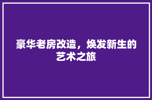 豪华老房改造，焕发新生的艺术之旅