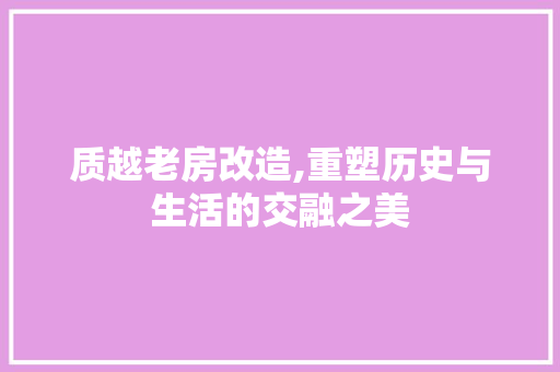 质越老房改造,重塑历史与生活的交融之美