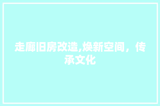 走廊旧房改造,焕新空间，传承文化