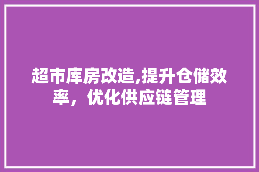 超市库房改造,提升仓储效率，优化供应链管理