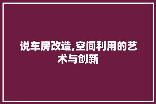 说车房改造,空间利用的艺术与创新