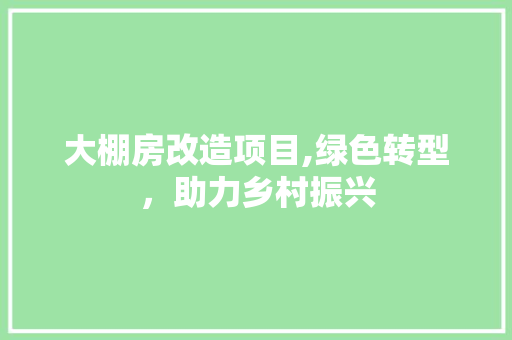 大棚房改造项目,绿色转型，助力乡村振兴