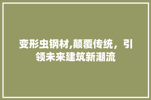 变形虫钢材,颠覆传统，引领未来建筑新潮流