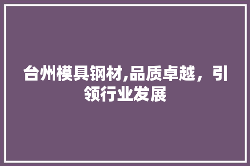 台州模具钢材,品质卓越，引领行业发展