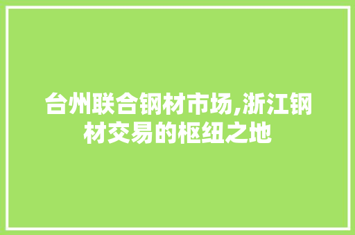台州联合钢材市场,浙江钢材交易的枢纽之地