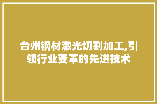 台州钢材激光切割加工,引领行业变革的先进技术