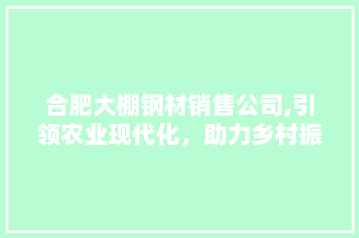 合肥大棚钢材销售公司,引领农业现代化，助力乡村振兴