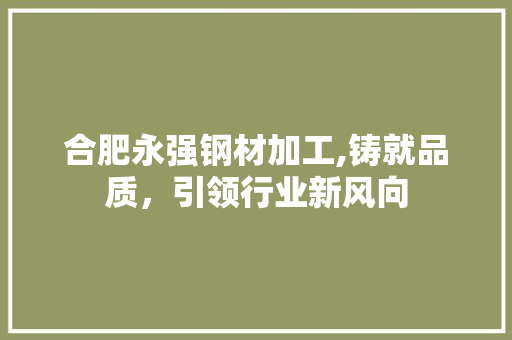 合肥永强钢材加工,铸就品质，引领行业新风向