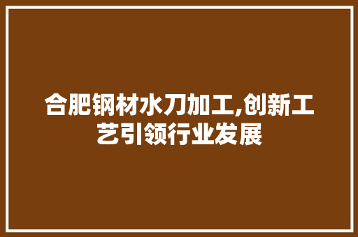 合肥钢材水刀加工,创新工艺引领行业发展