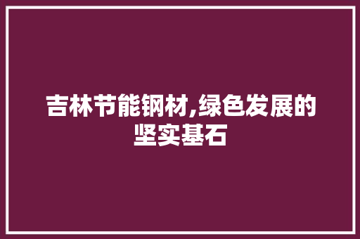 吉林节能钢材,绿色发展的坚实基石