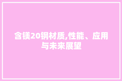 含镁20钢材质,性能、应用与未来展望
