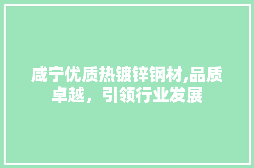 咸宁优质热镀锌钢材,品质卓越，引领行业发展