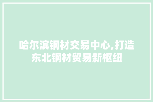 哈尔滨钢材交易中心,打造东北钢材贸易新枢纽