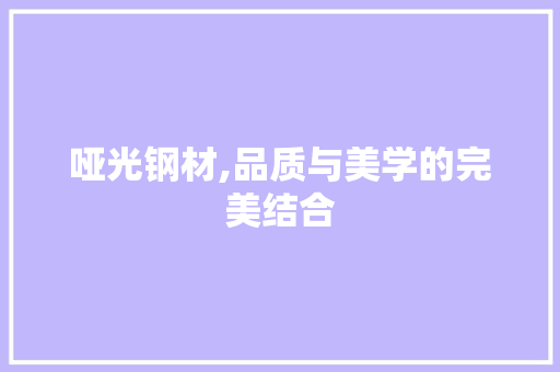 哑光钢材,品质与美学的完美结合
