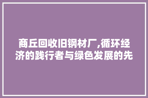 商丘回收旧钢材厂,循环经济的践行者与绿色发展的先行者