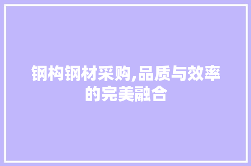 钢构钢材采购,品质与效率的完美融合