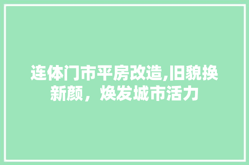 连体门市平房改造,旧貌换新颜，焕发城市活力