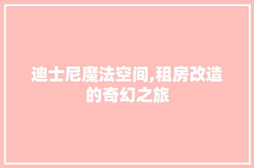 迪士尼魔法空间,租房改造的奇幻之旅